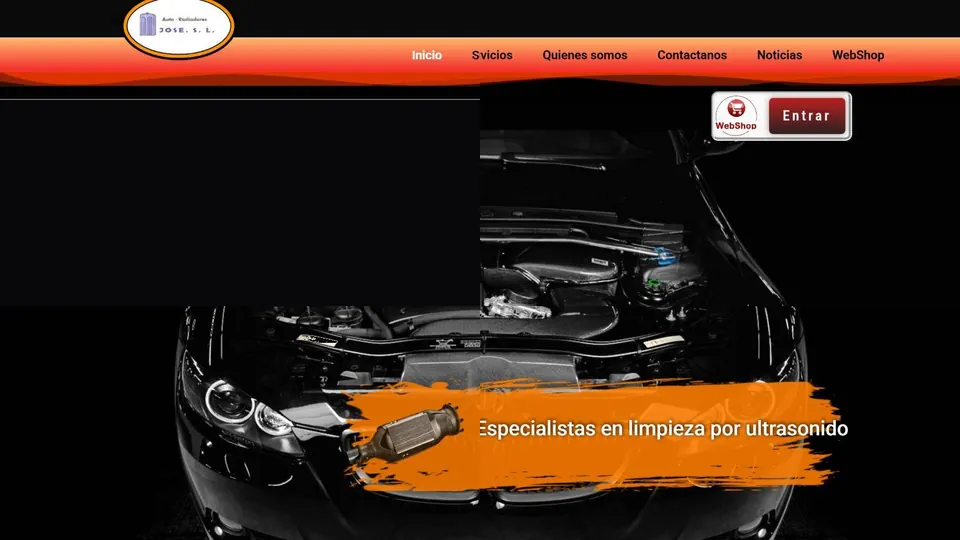 Portada de la web de Auto-Radiadores José: especialistas en limpieza por ultrasonidos